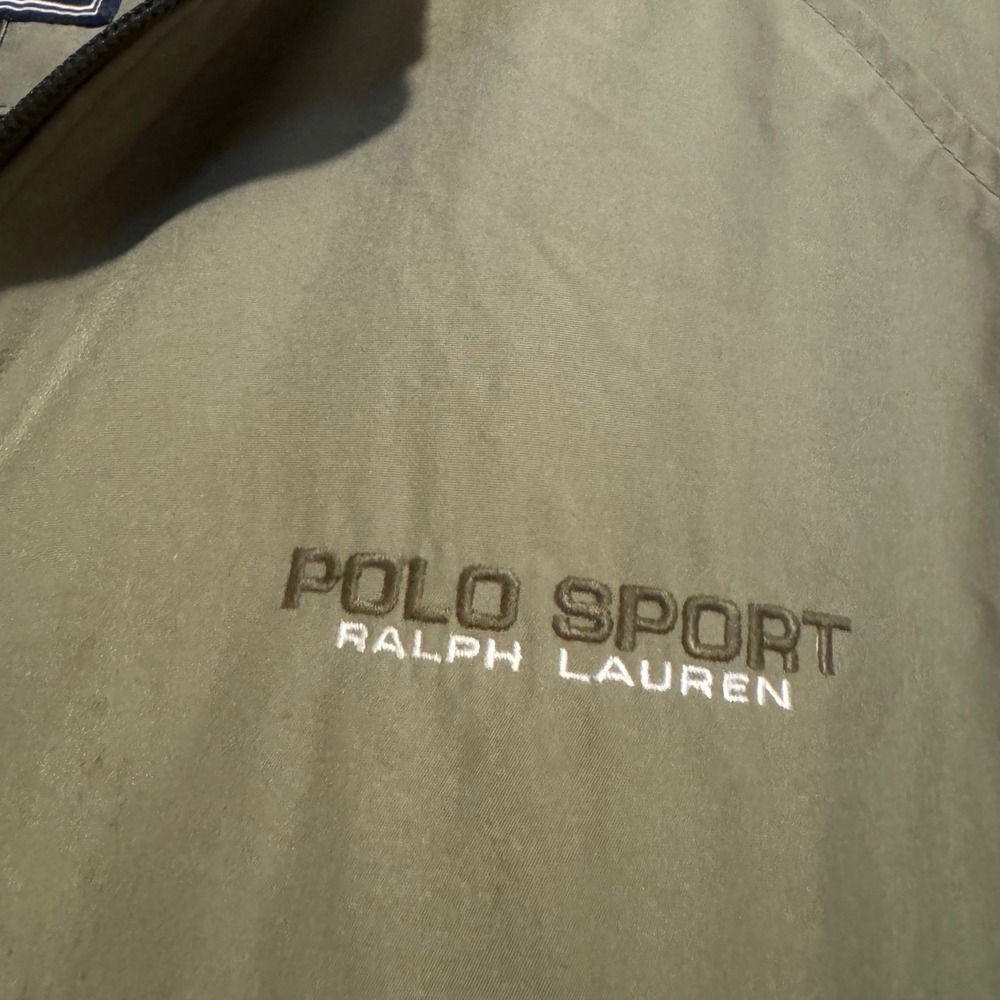 VTG Polo Sport Ralph Lauren Men XL Olive Green Full Zip Windbreaker Jacket Nylon - Picture 6 of 14